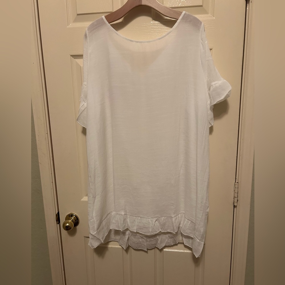 Firkal White Short Sleeve Cover-Up Dress